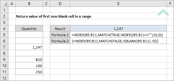 Return Value Of First Non blank Cell In A Range Excel VBA