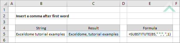 Insert A Comma After First Word Excel And VBA Exceldome