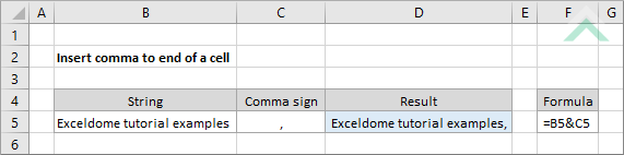 Insert Comma To End Of A Cell Excel And VBA Exceldome