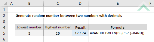 Generate Random Number Between Two Numbers With Decimals Excel 